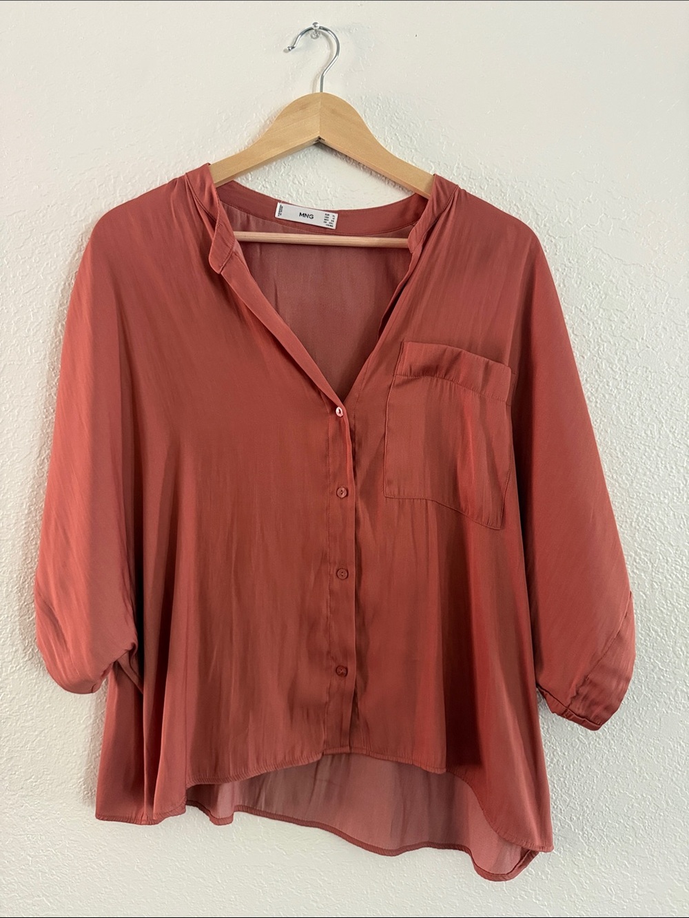 Mango Terracotta Relaxed Blouse Size 10